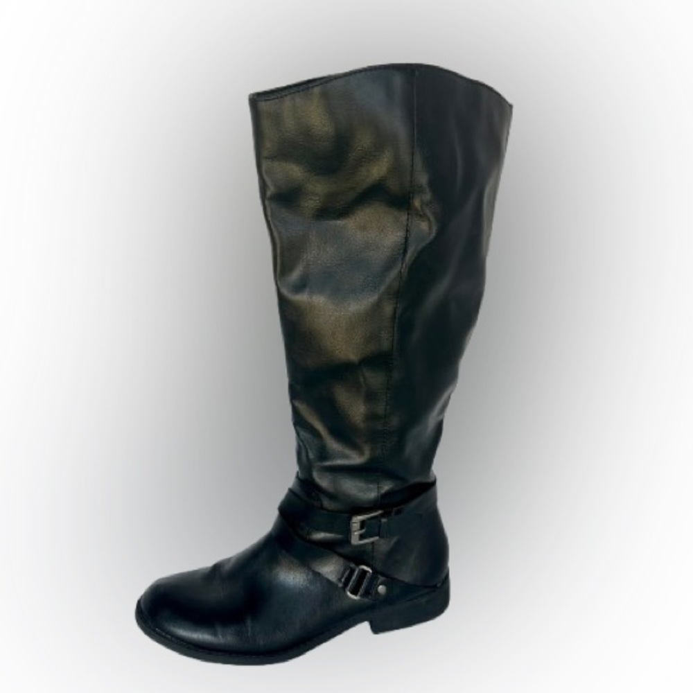 Style and Co Maliaa Buckled wide-calf knee high black Boots faux leather 7.5 M
